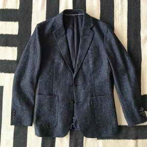 Slim Ludlow Charcoal Wool-Blend Herringbone Blaze